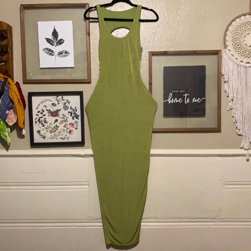 Long shimmery light green dress